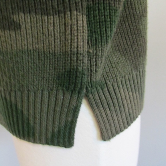 TNA Green Camouflage 100% Wool Rib Knit Sweater - Picture 5 of 10